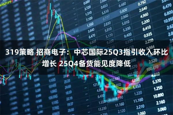 319策略 招商电子：中芯国际25Q3指引收入环比增长 25Q4备货能见度降低